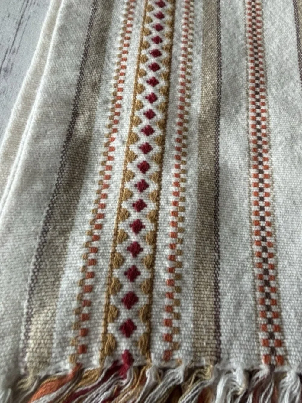 Pier 1 Imports Textured Woven Striped Fringe Table Runner 67